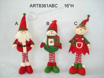 Wholesale 16"H Standing Santa, Snowman and Elf Christmas Decoration Gift-3asst