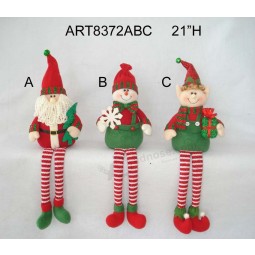 Wholesale 21"H Shelf Sitter Santa, Snowman and Elf Christmas Decoration Craft-3asst