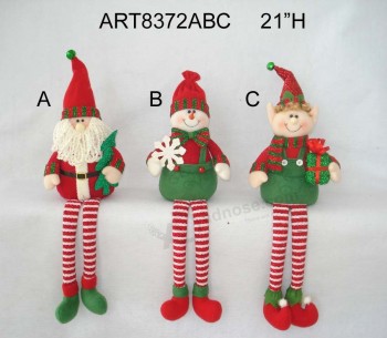 Wholesale 21"H Shelf Sitter Santa, Snowman and Elf Christmas Decoration Craft-3asst