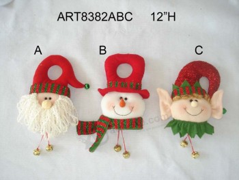 Wholesale 12"H Santa, Snowman and Elf Home Decoration Doorknob, 3 Asst