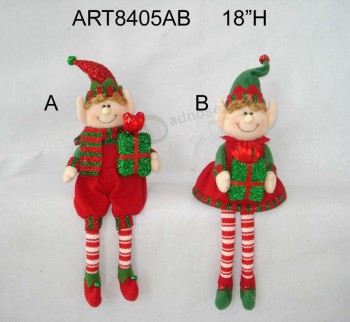 Groothandel kerst decoratie jongen & meisje elf-2asst