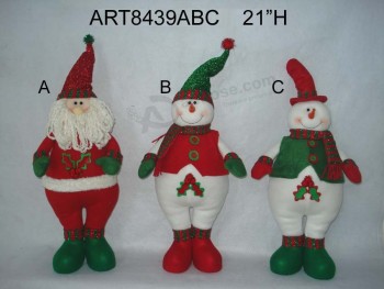 Wholesale 21"H Standing Santa and Snowman, 3 Asst-Christmas Decoration
