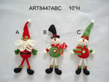 批发10“圣诞老人和雪人圣诞树装饰饰品-3asst