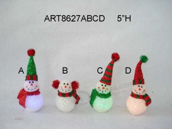 Wholesale 5"H Lighted up Christmas Decoration Snowman Ornament LED, 4 Asst