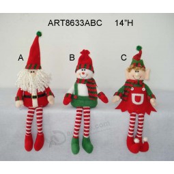 Wholesale 14"H Shelf Sitter Santa, Snowman and Elf, 3 Asst-Christmas Decoration