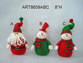 批发8“h圣诞节装饰雪人和圣诞老人​​，3 asst