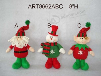Wholesale Standing Sana, Snowman and Elf Christmas Decoration Gifts, 3 Asst