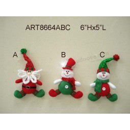 Wholesale 6"Hx5"L Santa and Snowman Christmas Decoration Ornaments, 3 Asst