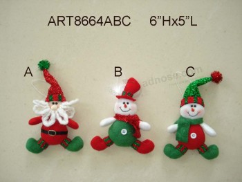 Wholesale 6"Hx5"L Santa and Snowman Christmas Decoration Ornaments, 3 Asst