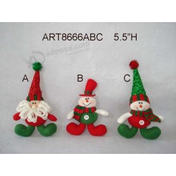 Wholesale 5.5"H Santa and Snowman -Christmas Decoration Ornaments, 3 Asst