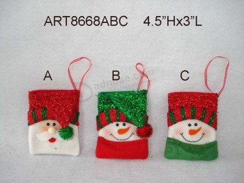 Wholesale 4.5"Hx3"L Santa and Snowman Tree Ornament & Card Holder 3 Asst
