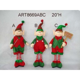 Vente en gros décoration de Noël elfe debout avec des outils et des cadeaux