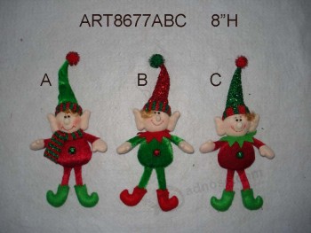 Wholesale 8"H Christmas Tree Ornament Elf-3asst