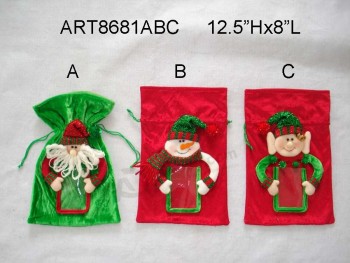 Wholesale 12.5"H Christmas Giftbag with PVC Cardholder, 3 Asst