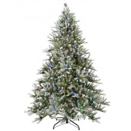 Wholesale 7.5英尺 LED Pre-点燃的雪松人工圣诞树与松果和多-彩灯(MY100.094.00)