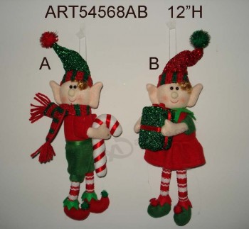 Wholesale 12"H Christmas Decoration Boy & Girl Elf -2asst