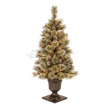 Vente en gros 4 pi.Sapin mousseux en pot arbre de Noël artificiel avec pré-Allumé(MY181.100.00)