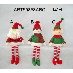 Vente en gros santa, snoman et elfe cadeau de décoration de noël auto-sitter-3 asst