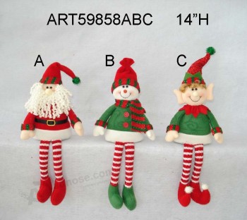 Wholesale Santa, Snoman and Elf Christmas Decoration Gift Self Sitter-3 Asst