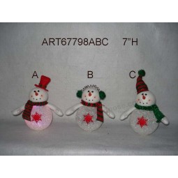 Wholesale 7"H EVA Lighted up Snowman Christmas Decoration LED, 3 Asst