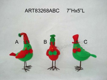 Wholesale 7"Hx5"L Christmas Decoration Standing Bird, 3 Asst