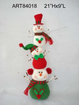 Wholesale 21"Hx9"L Stacking up Snowmen Christmas Decoration Gift Toy