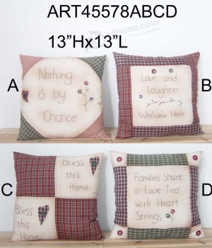 Custom Wholesale Patchwork+Handstitched Country Pillow Home Decoration-4asst.