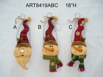Wholesale Christmas Santa, Snowman Head Christmas Decoration Ornament, 3asst