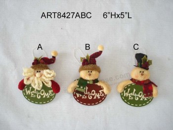 Оптовые рождественские украшения рождественские снеговики с деревянным знаком приветствия-3asst