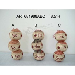 Wholesale Home Decoraton Stacking up Snowball with Merry Christmas Greeting, 3asst.