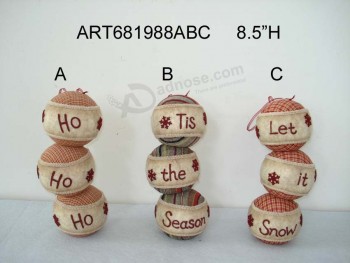 Wholesale Home Decoraton Stacking up Snowball with Merry Christmas Greeting, 3asst.