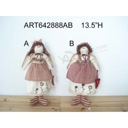 Wholesale 13.5"H Standing Angel with Handstitched Apron-2asst-Christmas Decoration