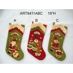 All'ingrosso calza di famiglia decorazione natalizia, 3asst