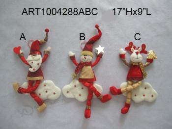 Wholesale Christmas Gifts Sitting on Fabric Cloud, 3asst-Christmas Decoration