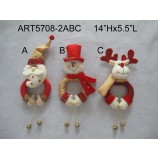 Wholesale Luxury Santa Snowman Moose Doorknob with Jingle Bells, 3 Asst-Christmas Decoration