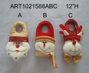 Wholesale Christmas Santa Snowman Doorknob Hanger, 3 Asst-Christmas Decoration