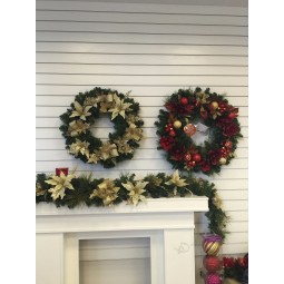 卸売シルクと装飾前-デコクリスマスの花輪、ledライト付き(Oemデザイン歓迎)