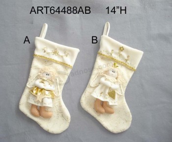 Wholesale Christmas Home Decoration Angel Stocking, 2asst