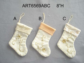 Commercio all'ingrosso mano ricamata decorazione calza di natale-3asst