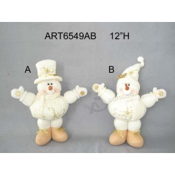 Wholesale Floppy Standing Snowman Christmas Gift with Hand Embroidery Design-2assst
