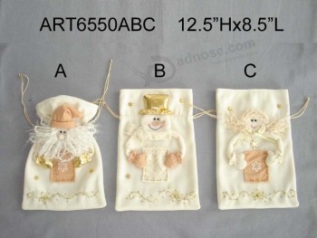 Wholesale Christmas Giftbag with Hand Embroidery, 3asst-Christmas Decoration
