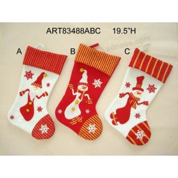 Wholesale Santa and Snowman Tree Decoration Stocking, 3assorted
