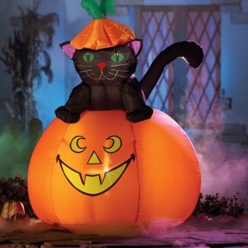 оптовый хэллоуин украшение надувной черной кошки