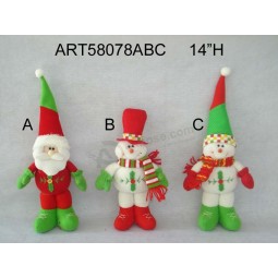 批发圣诞老人和雪人圣诞节家居装饰-3asst.