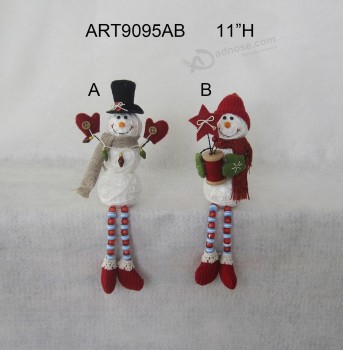 Wholesale 11"H Button+Bead Legged Yarn Ball Snowman Decoration Gift-2asst.