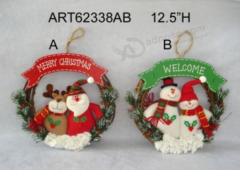 Wholesale 12.5"Dia Christmas Decoration Family Wreath-2asst
