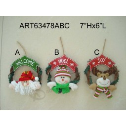 Custom Design Santa Snowman Moose Christmas Decoration Wreath-3asst