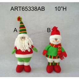 Wholesale 10"H Standing Santa Snowman Christmas Decoration Gift-2asst