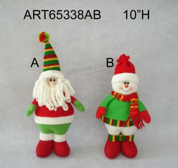 Wholesale 10"H Standing Santa Snowman Christmas Decoration Gift-2asst