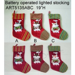 Wholesale Lighting up Christmas Cat Stocking LED Lights, 3asst.